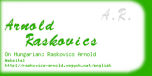 arnold raskovics business card